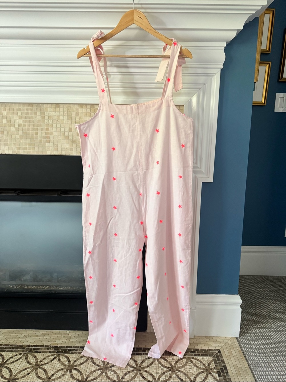 Gussy and Lou pink lightweight jumpsuit with neon stars - size medium